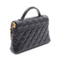 CHANEL Black Matelasse Top Handle Small Flap Bag 2WAY leather 2101220126438