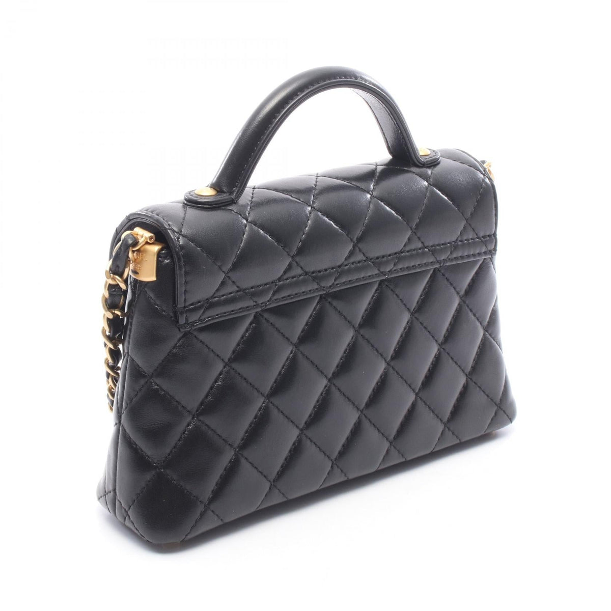 CHANEL Black Matelasse Top Handle Small Flap Bag 2WAY leather 2101220126438
