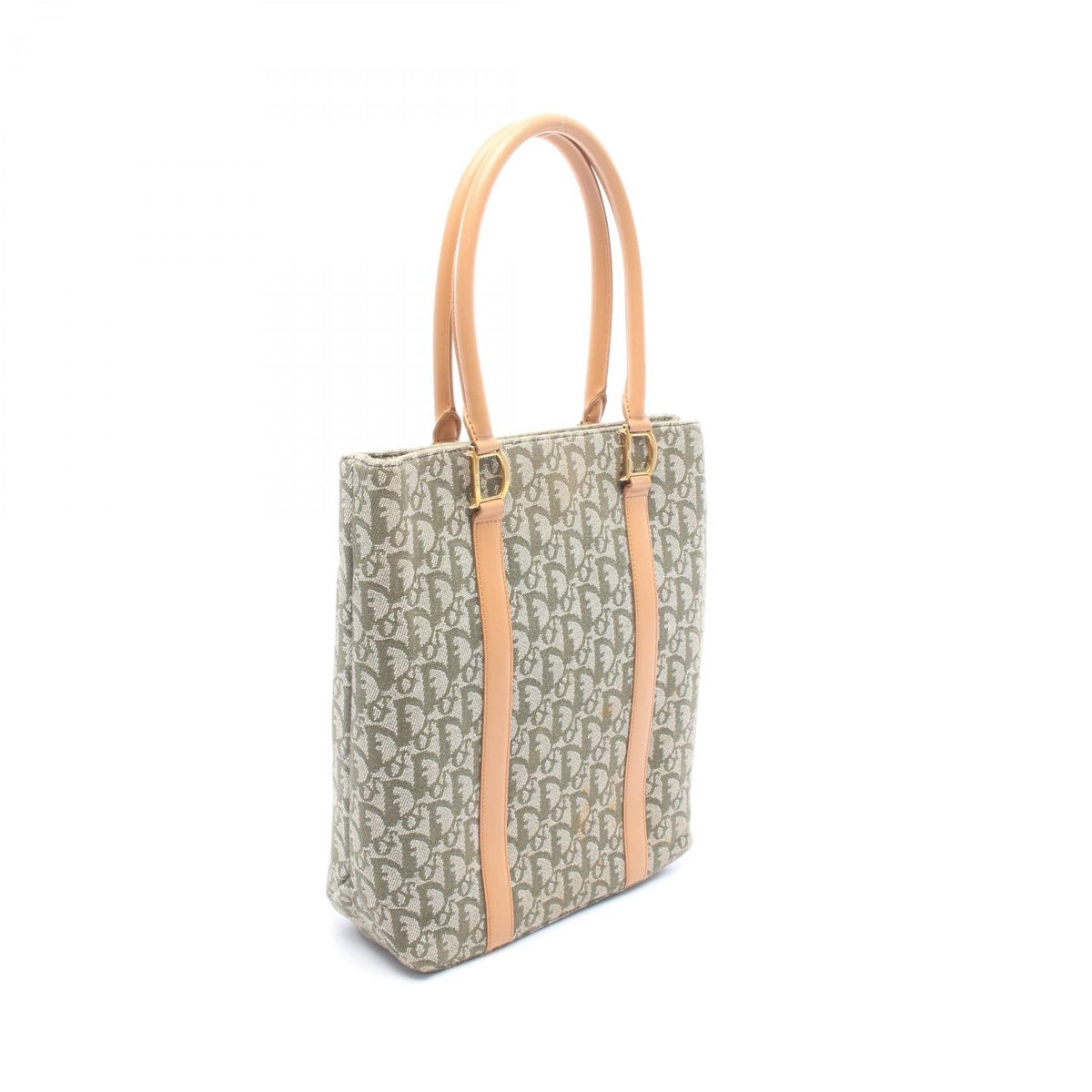 Christian Dior Trotter Tote Bag Green/Beige canvas�leather 2101220127732
