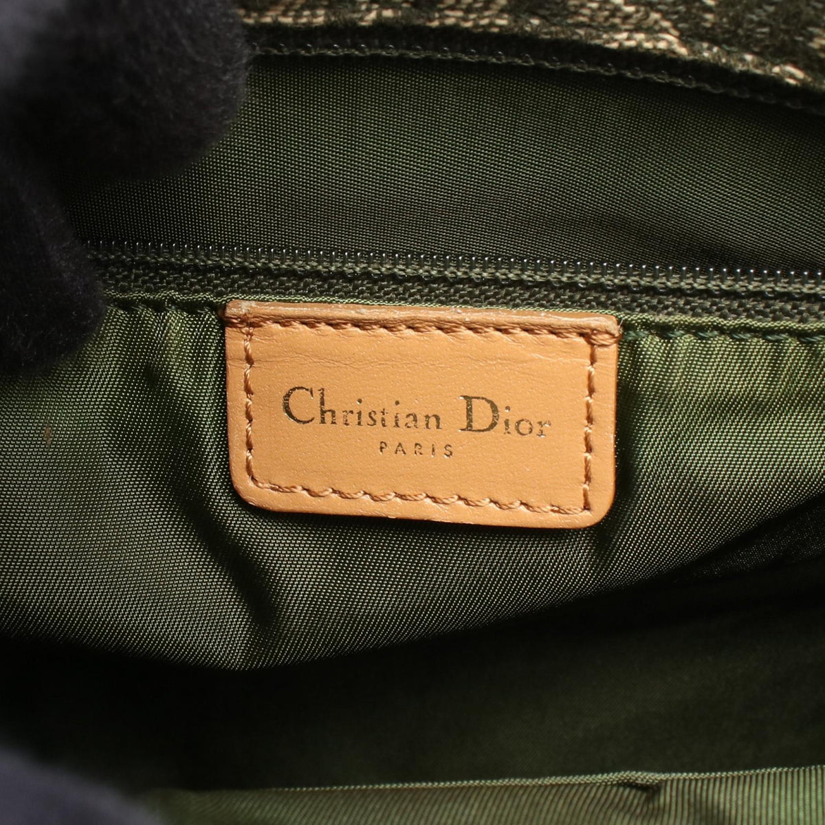 Christian Dior Trotter Tote Bag Green/Beige canvas�leather 2101220127732