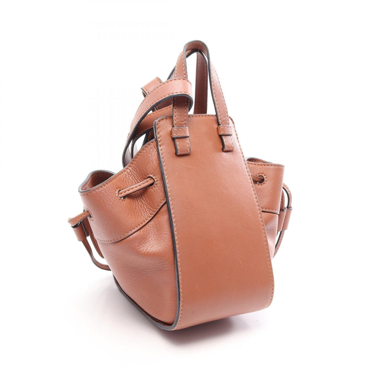LOEWE Hammock Drawstring Bag Mini 2WAY Handbag Brown leather 2118500066704