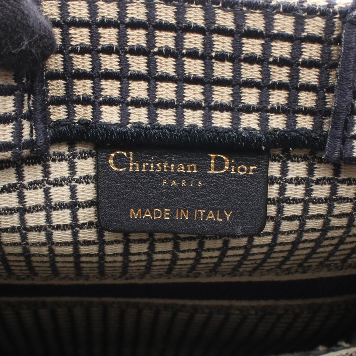 Christian Dior BOOK TOTE Vertical Bag LA MORT Handbag Navy/Beige canvas 2101220117139