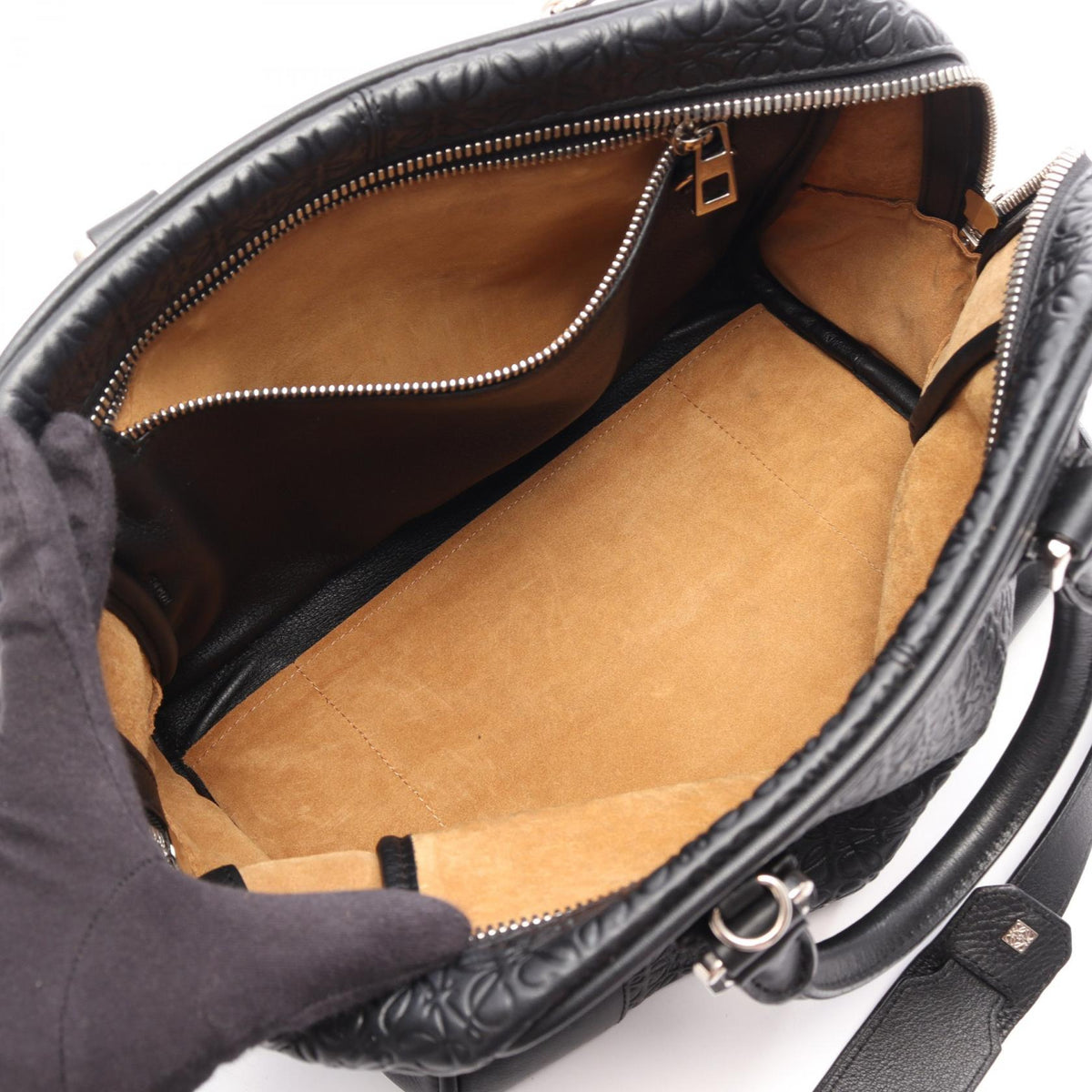 LOEWE Amazona 75 Repeat Anagram 2WAY Handbag Black leather 301.30.L03 2101220125721