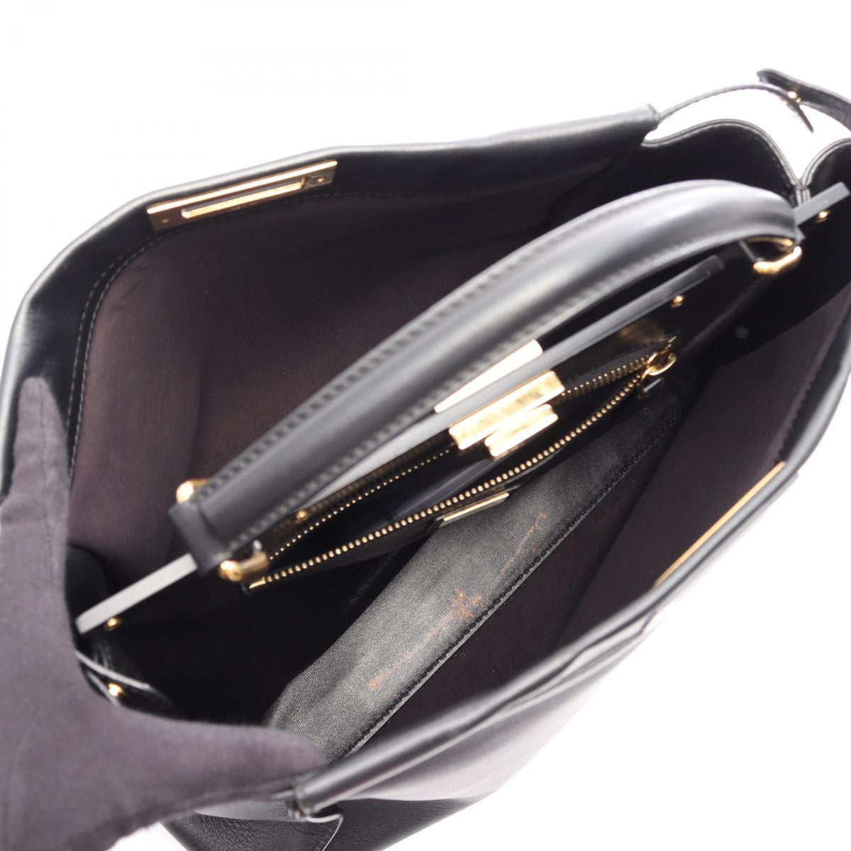 FENDI Peekaboo Large 2WAY Handbag Black leather 8BN210 2101220125769