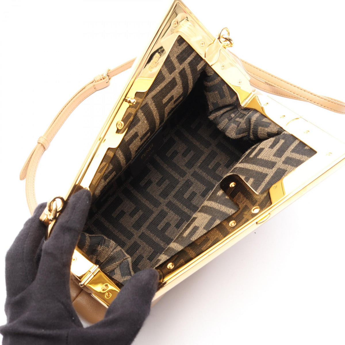 FENDI First Small Clutch Bag Shoulder Bag Brown leather 8BP129 ABVE 2101220017583