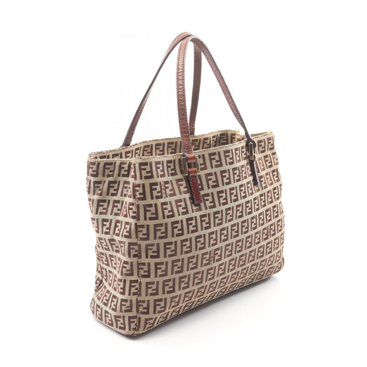 FENDI Zucchino Tote Bag Beige/Brown canvas leather 8BH132 2101219982458
