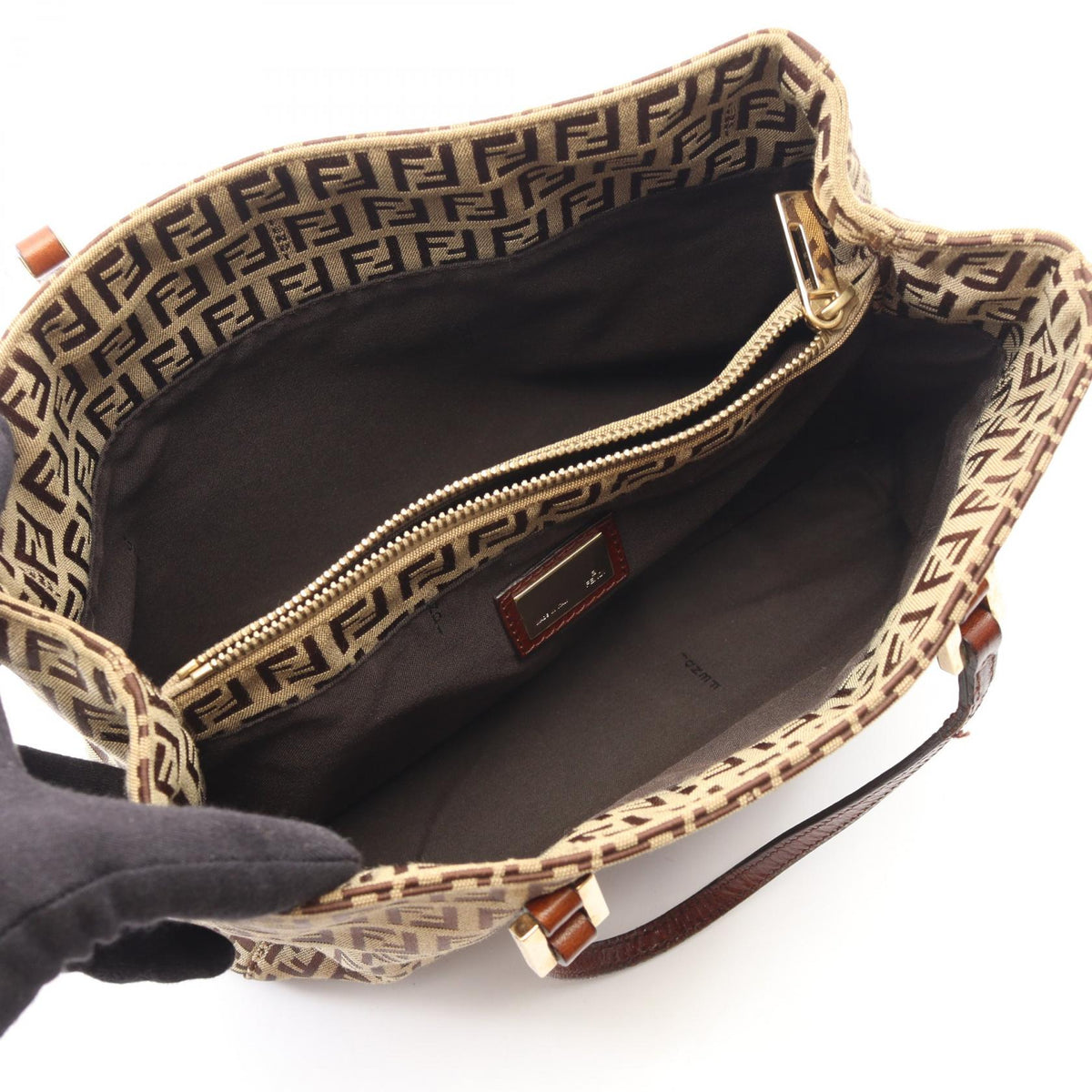 FENDI Zucchino Tote Bag Beige/Brown canvas leather 8BH132 2101219982458