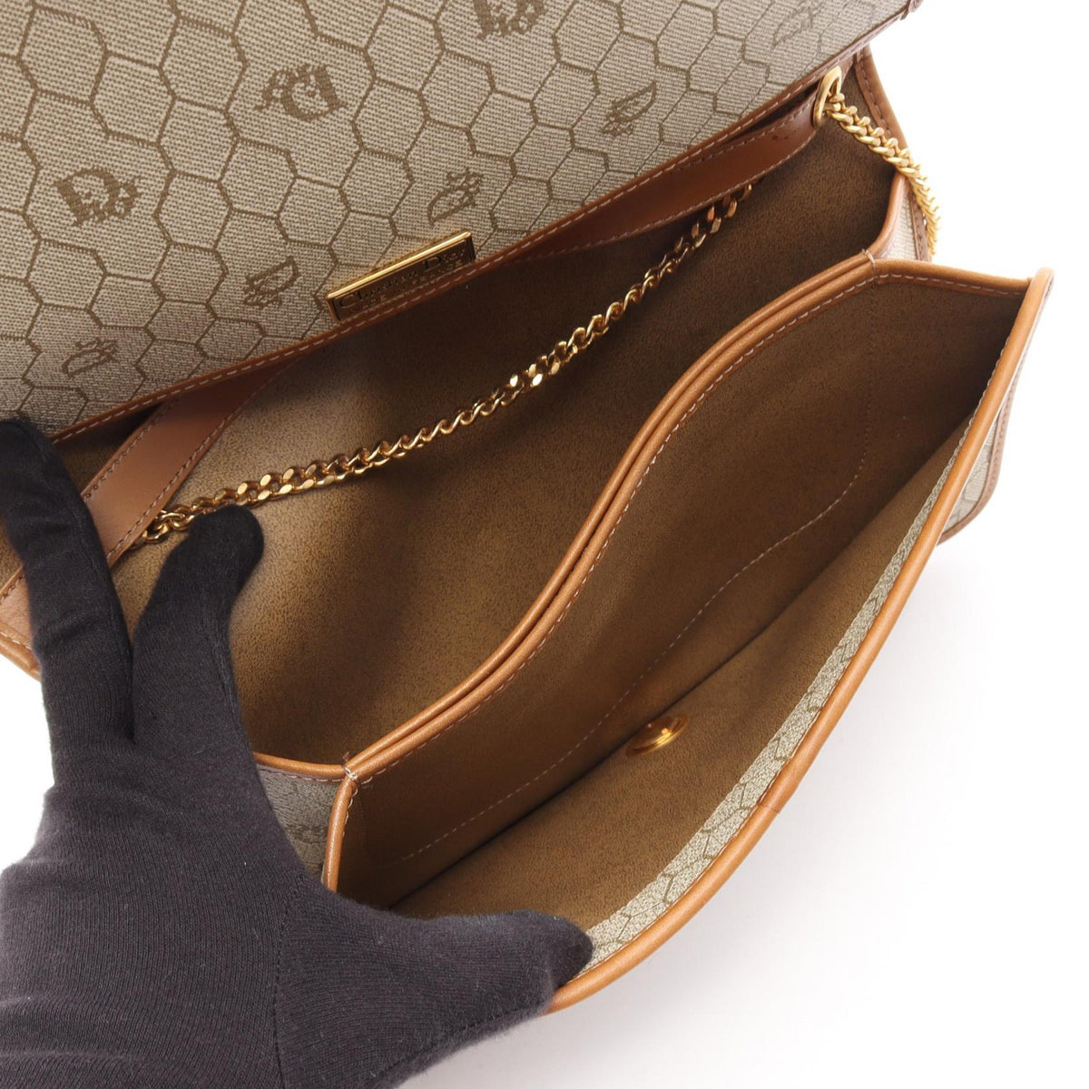 Dior Honeycomb Shoulder Bag Beige/Brown PVC coated canvas leather 2101219951263