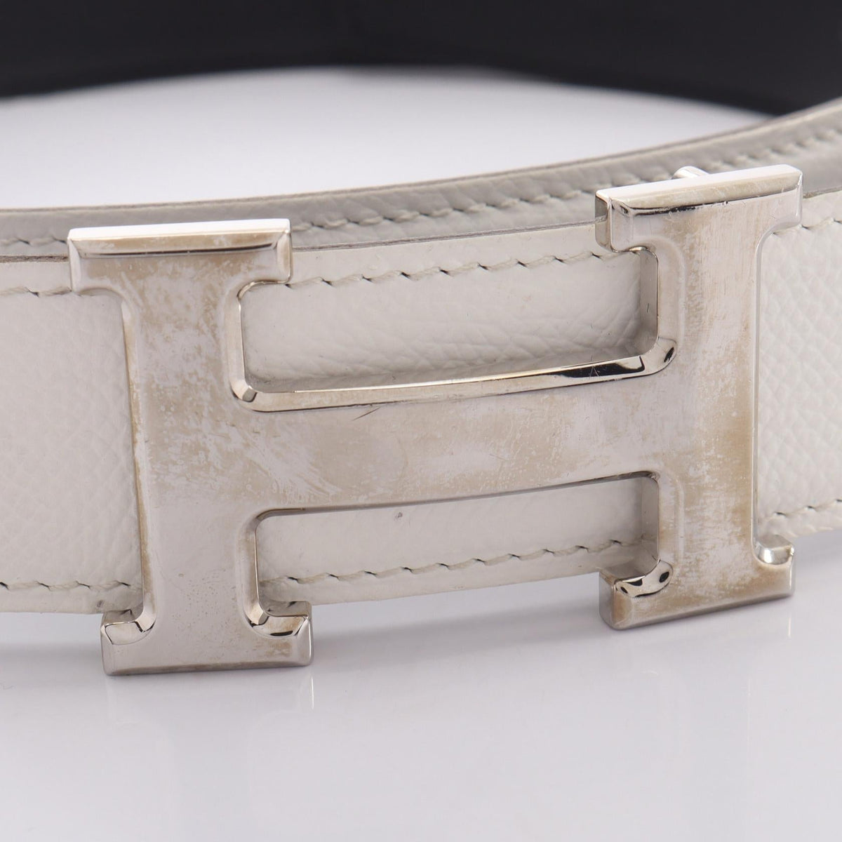 HERMES Constance H Belt Reversible beltWhite White White/Black leather 2107400257367