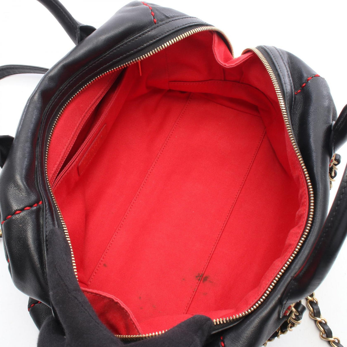 CHANEL Black/Red COCO Mark Lambskin (sheep leather) 2101220074098