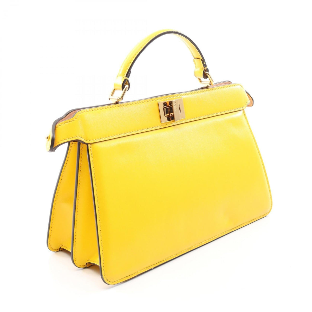 FENDI Peekaboo I.U. East-West 2WAY Handbag Yellow leather 8BN323 2101219928654