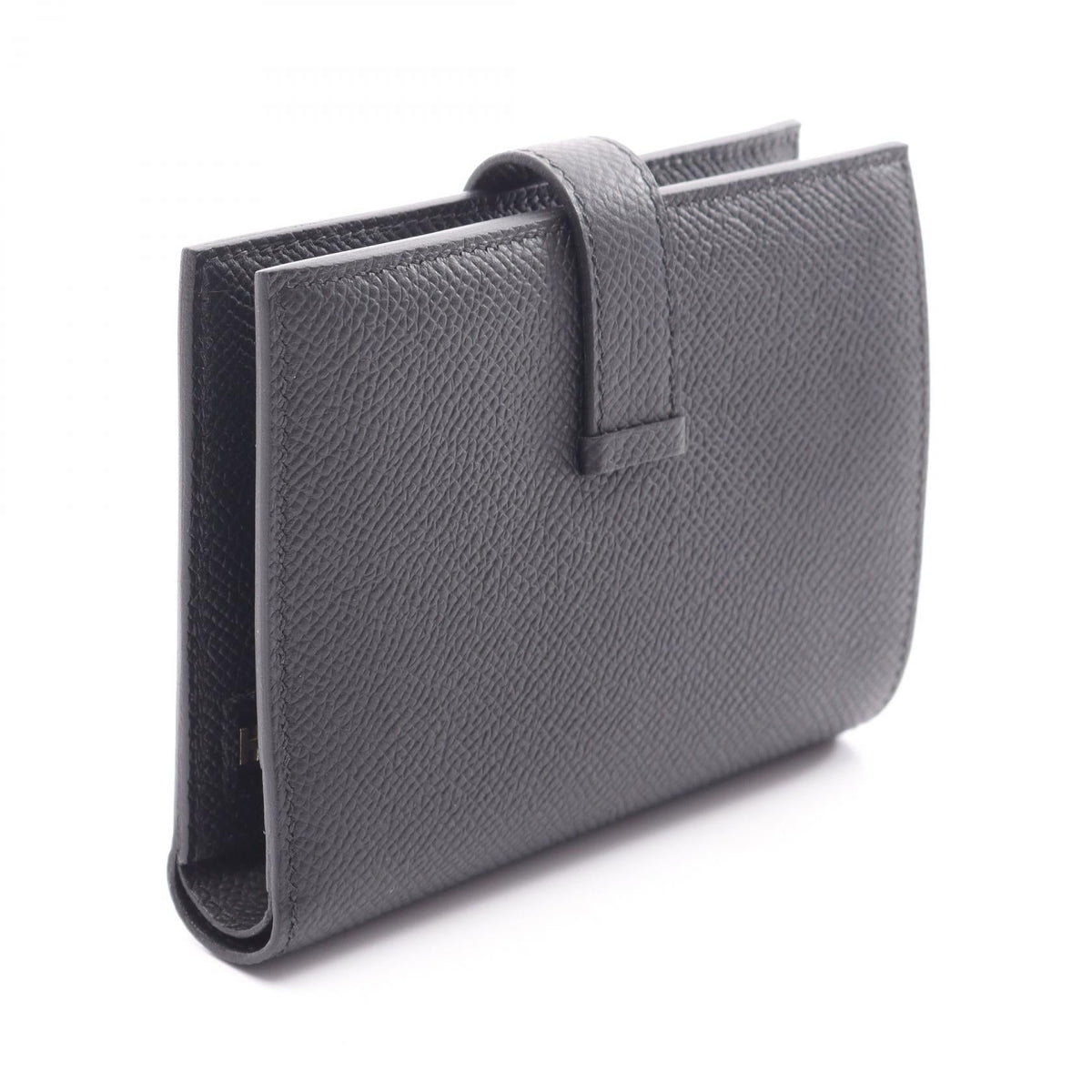 HERMES BEAN Compact Bi-fold wallet Black Epsom leather 2120900121594