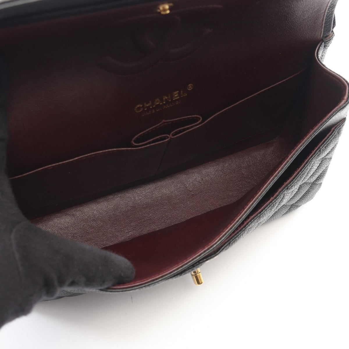 CHANEL Black Matelasse W flap Grained Calfskin leather 2104102529662