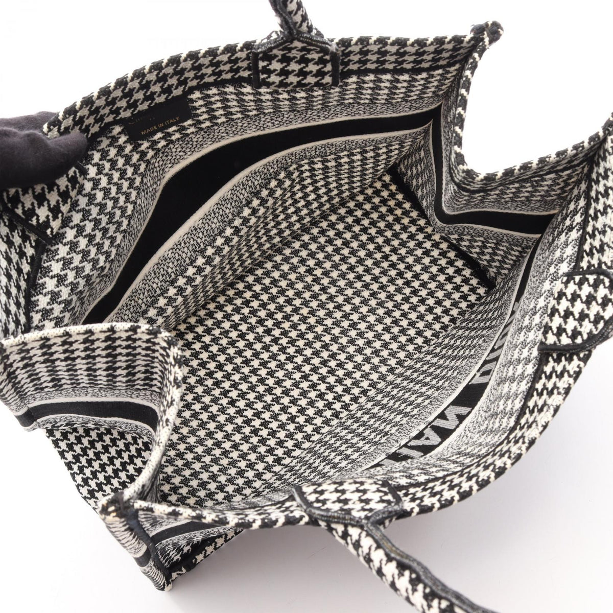 Dior BOOK TOTE Medium Houndstooth Pattern Tote Bag White/Black canvas 2101220100858