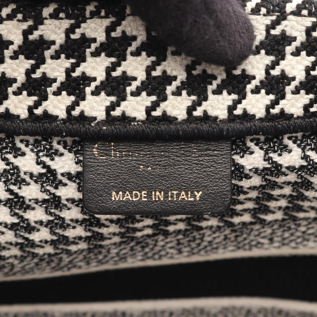 Dior BOOK TOTE Medium Houndstooth Pattern Tote Bag White/Black canvas 2101220100858