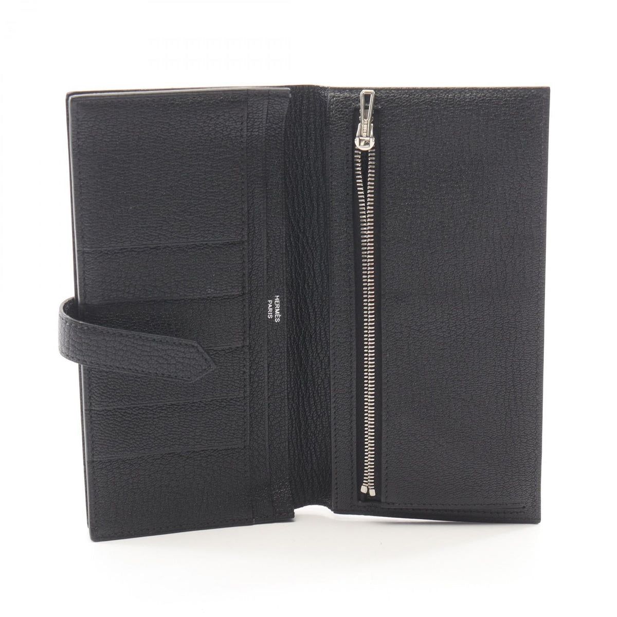 HERMES Bearn Soufflet Bifoldpurse Black Chevre leather Chevre 2101220101954