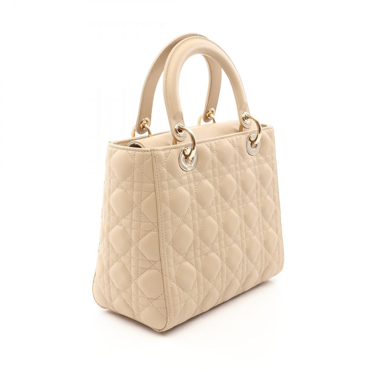 Christian Dior LADY DIOR Christian Dior 2WAY Handbag Beige leather 2101220094959