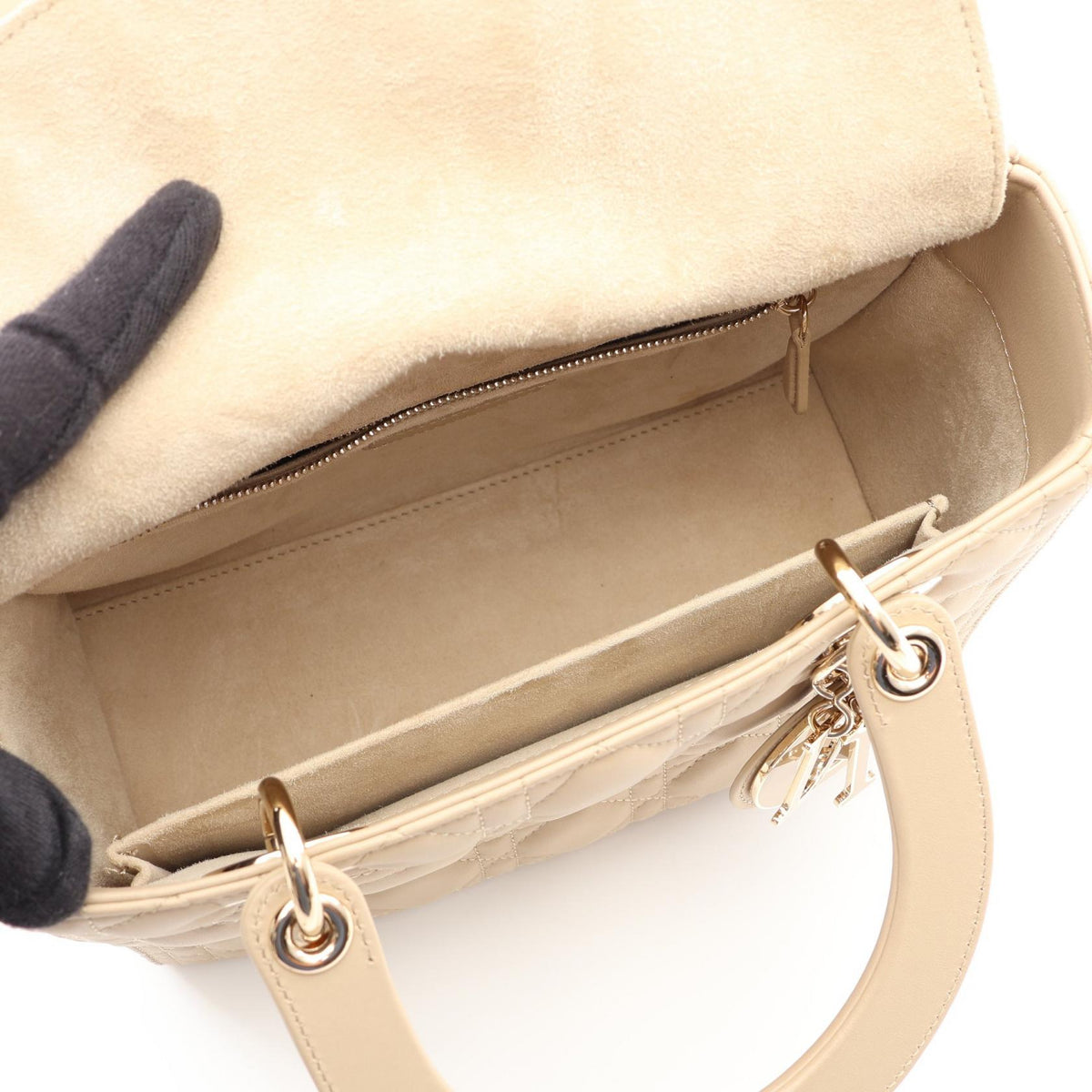 Christian Dior LADY DIOR Christian Dior 2WAY Handbag Beige leather 2101220094959