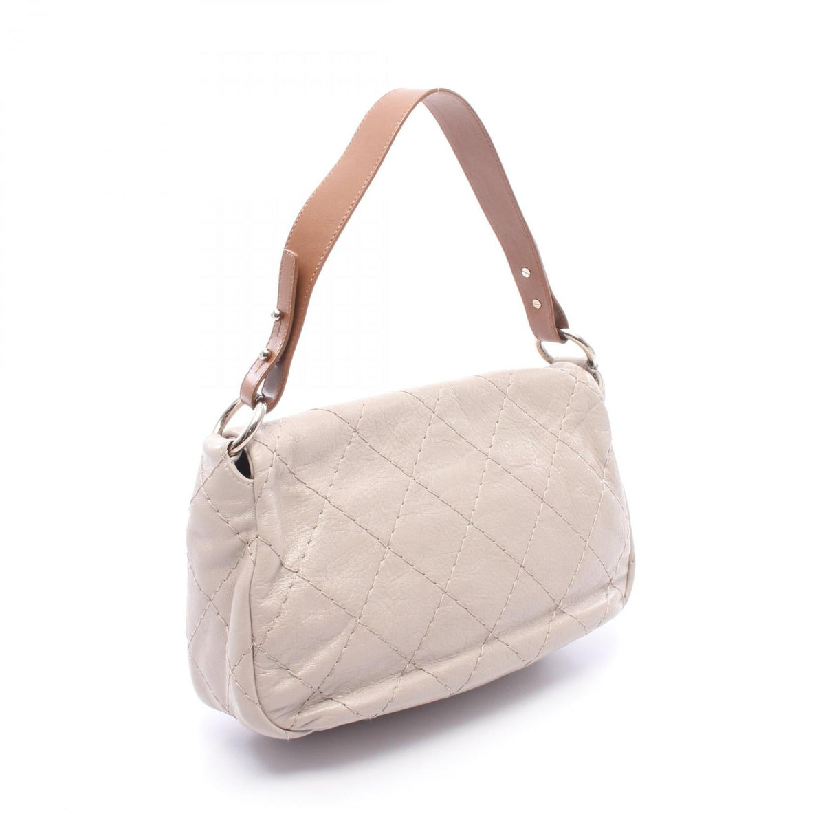 CHANEL Beige/Brown Ultra Stitch Shoulder Bag leather 2104102522359