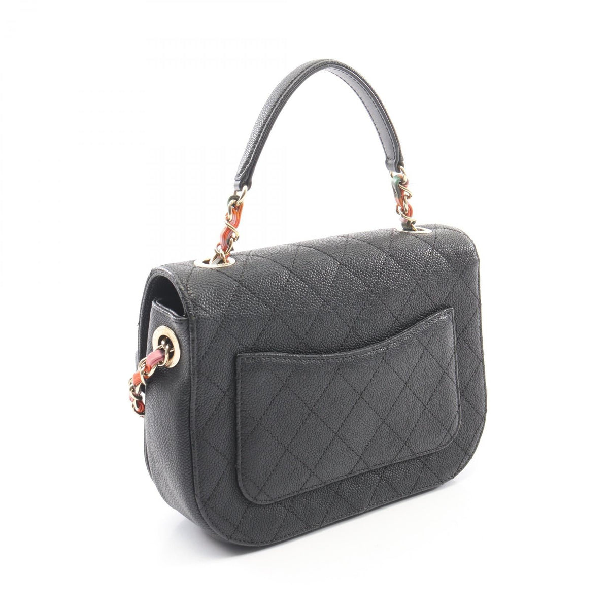CHANEL Black COCO Mark Top Handle Flap Bag Matelasse 2WAY Grained Calfskin leather 2101220096977