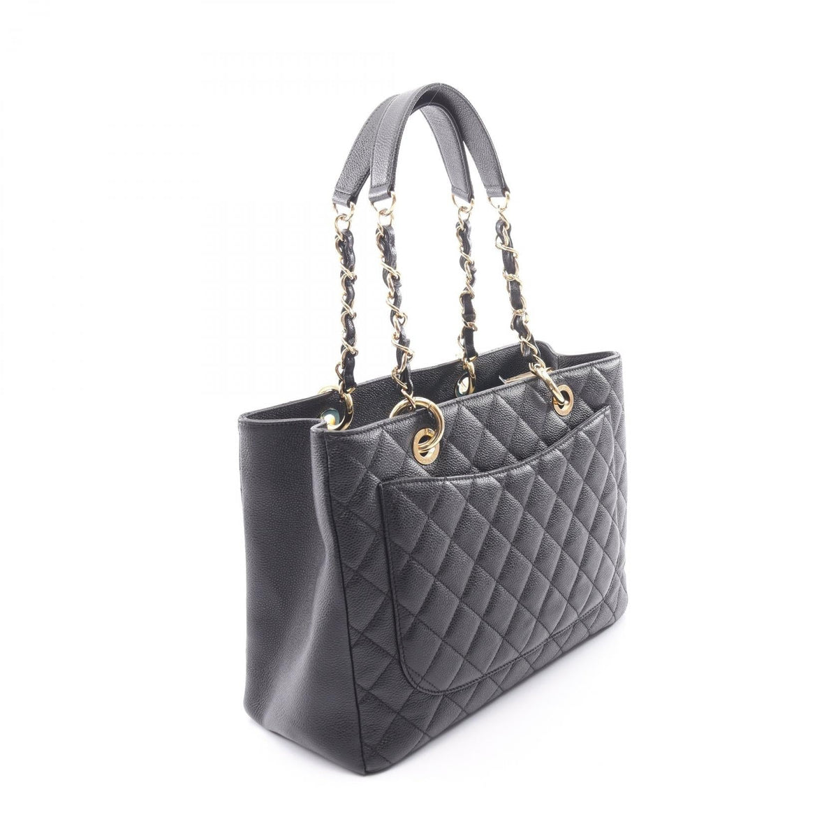 CHANEL Black Matelasse Grand Shopping GST Grained Calfskin leather A50995 2106800639247