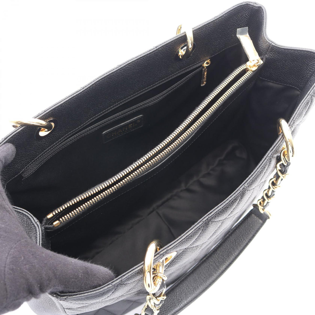 CHANEL Black Matelasse Grand Shopping GST Grained Calfskin leather A50995 2106800639247