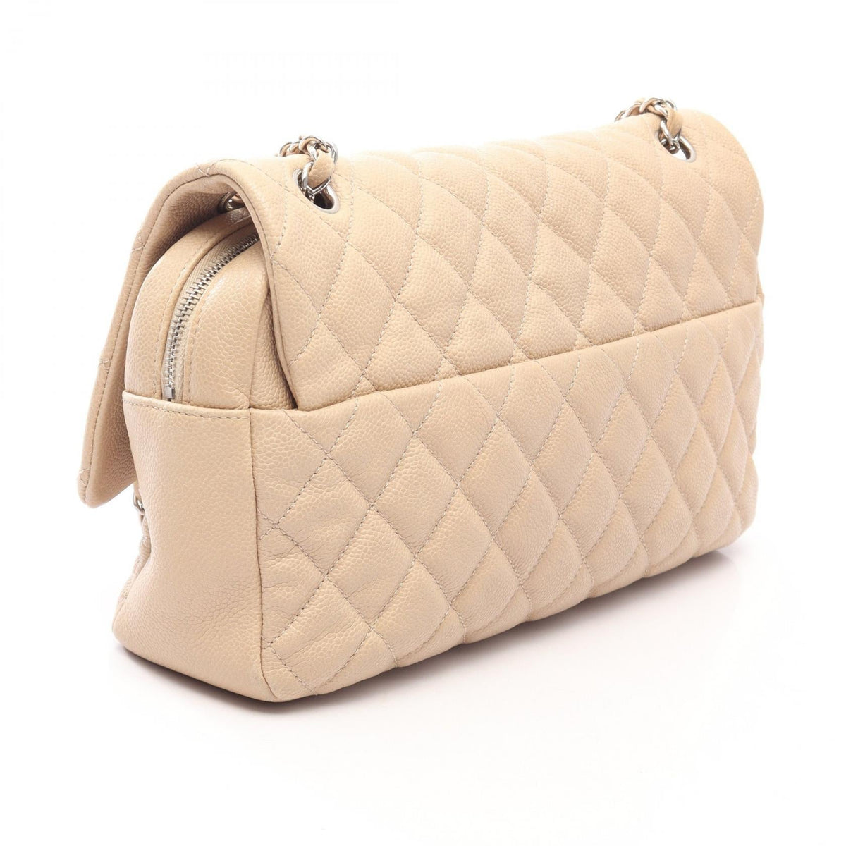 CHANEL Beige Deca Matelasse Single Flap Grained Calfskin leather 2101220005184