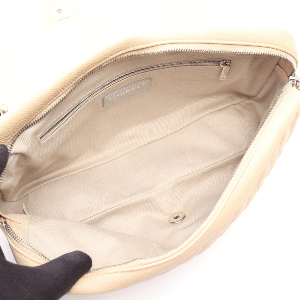 CHANEL Beige Deca Matelasse Single Flap Grained Calfskin leather 2101220005184