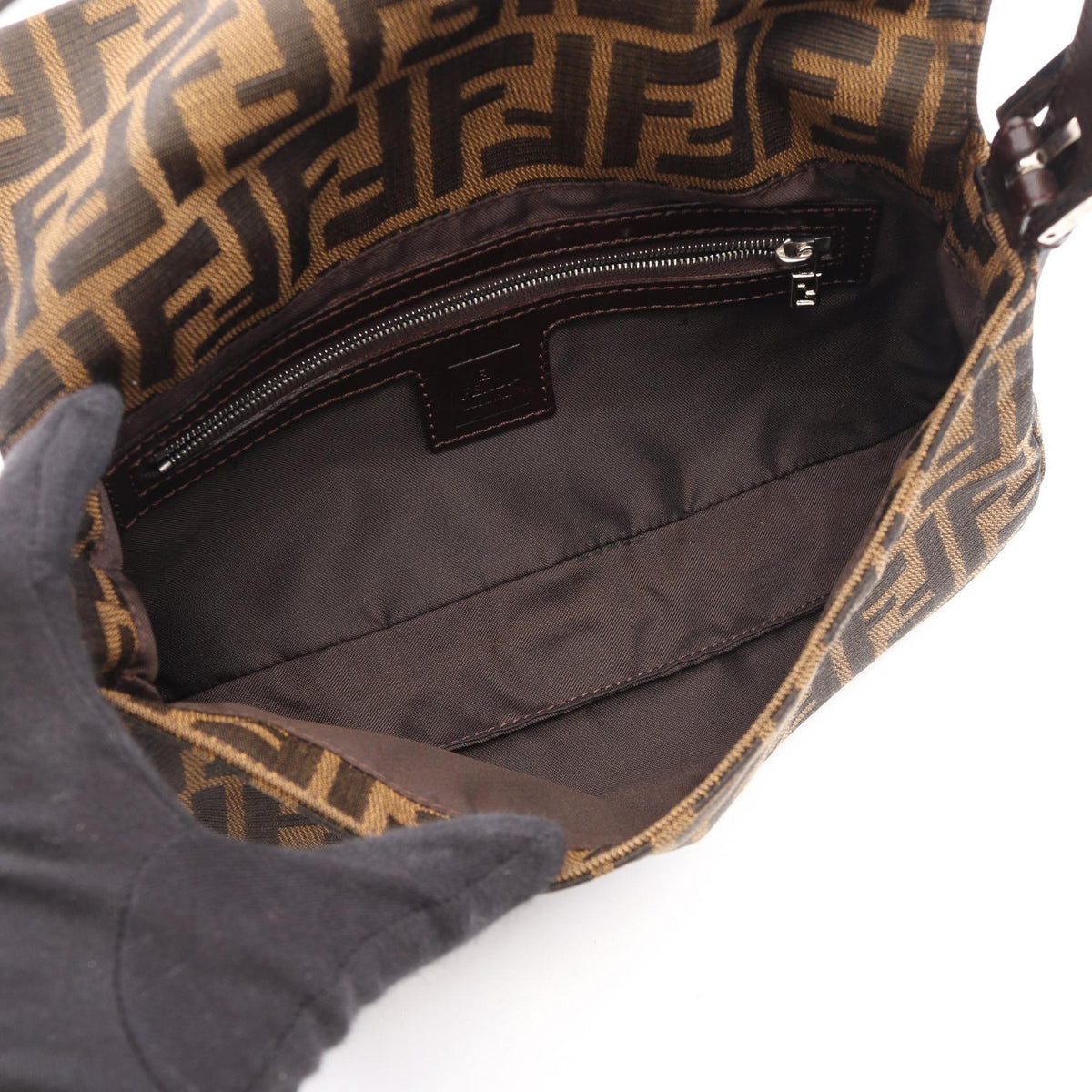 FENDI Mamma bucket Zucca Handbag Brown canvas�leather 2101220116163