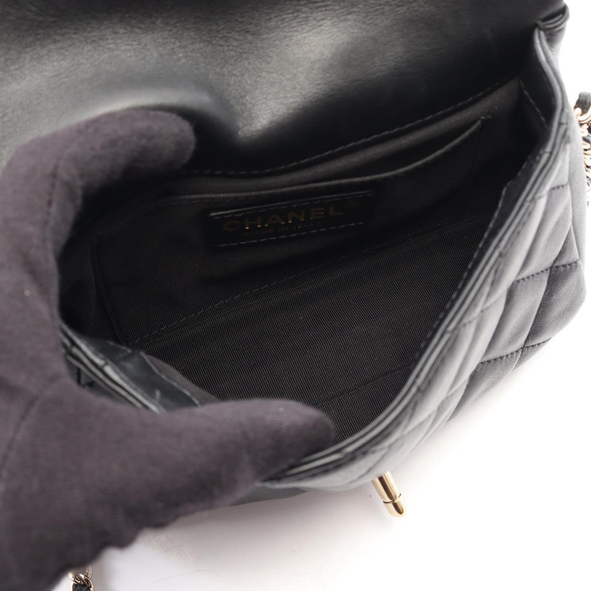 CHANEL Black Matelasse small flap Lambskin (sheep leather) 2104102516099