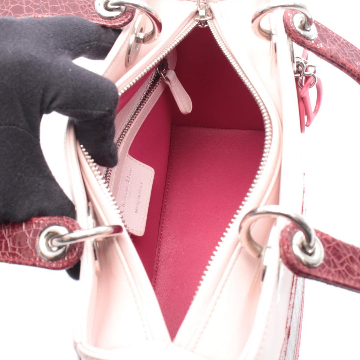 Dior LADY DIOR Christian Dior Handbag Pink/Bordeaux leather 2101219405056