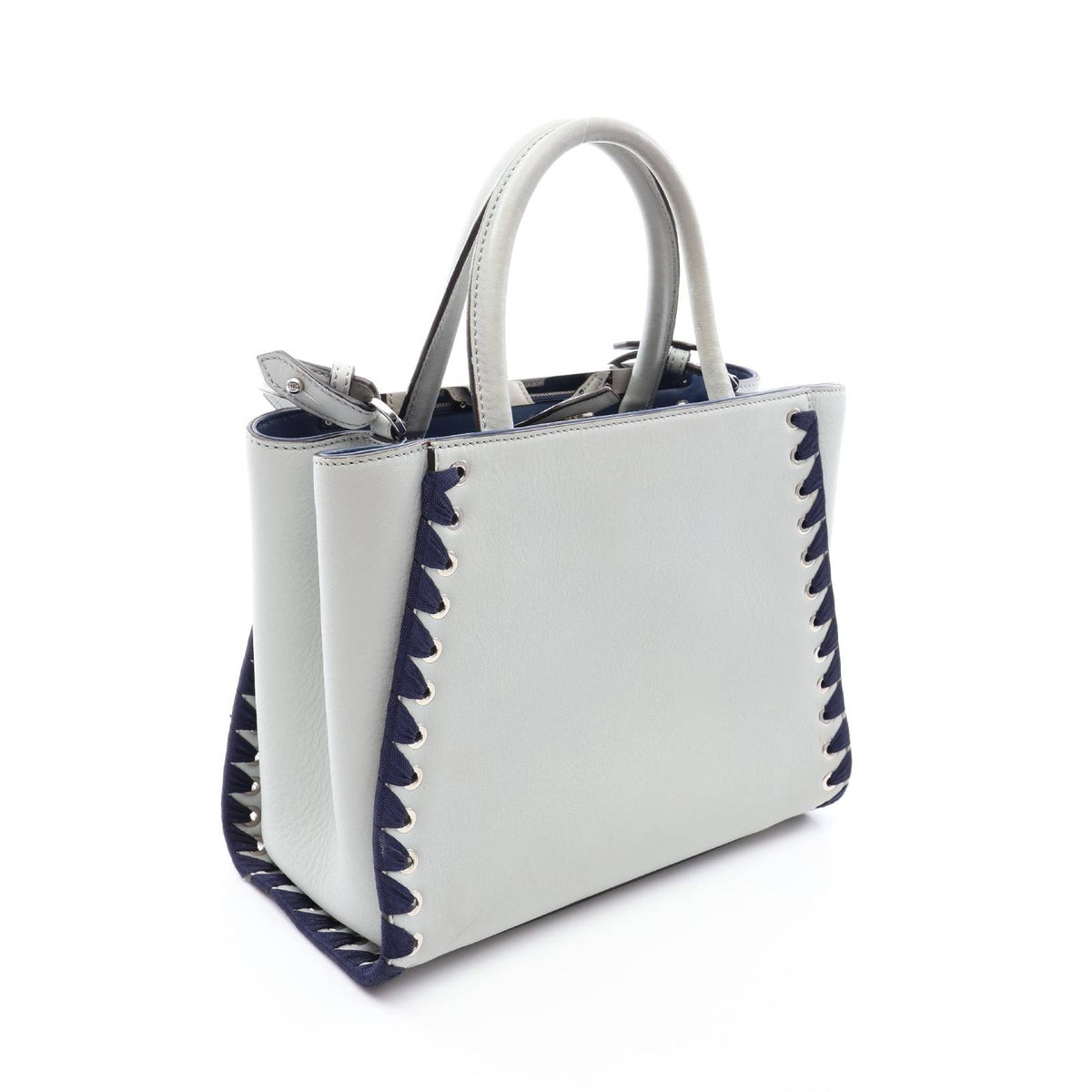 FENDI Petit to Jules 2WAY Handbag Gray/Navy leather 8BH258 2101220060015