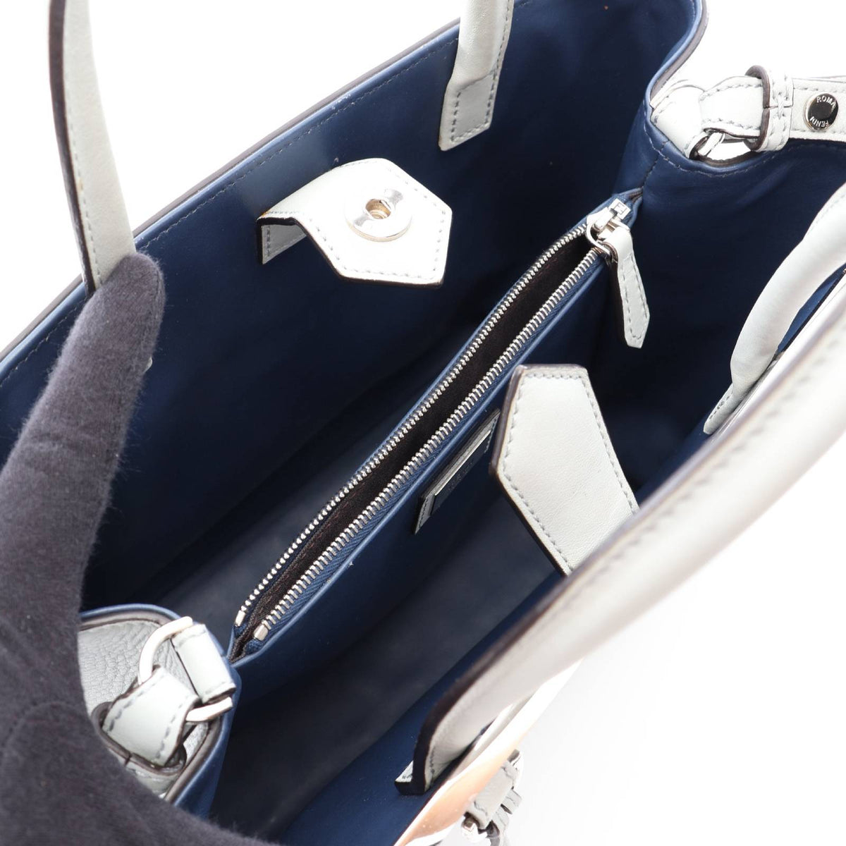 FENDI Petit to Jules 2WAY Handbag Gray/Navy leather 8BH258 2101220060015