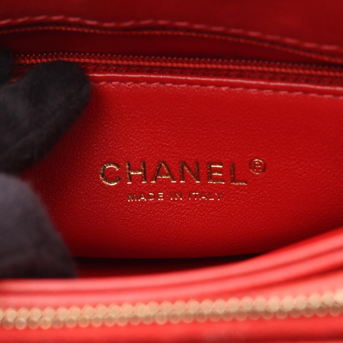CHANEL Red Chevron V Stitch leather 2106800634846
