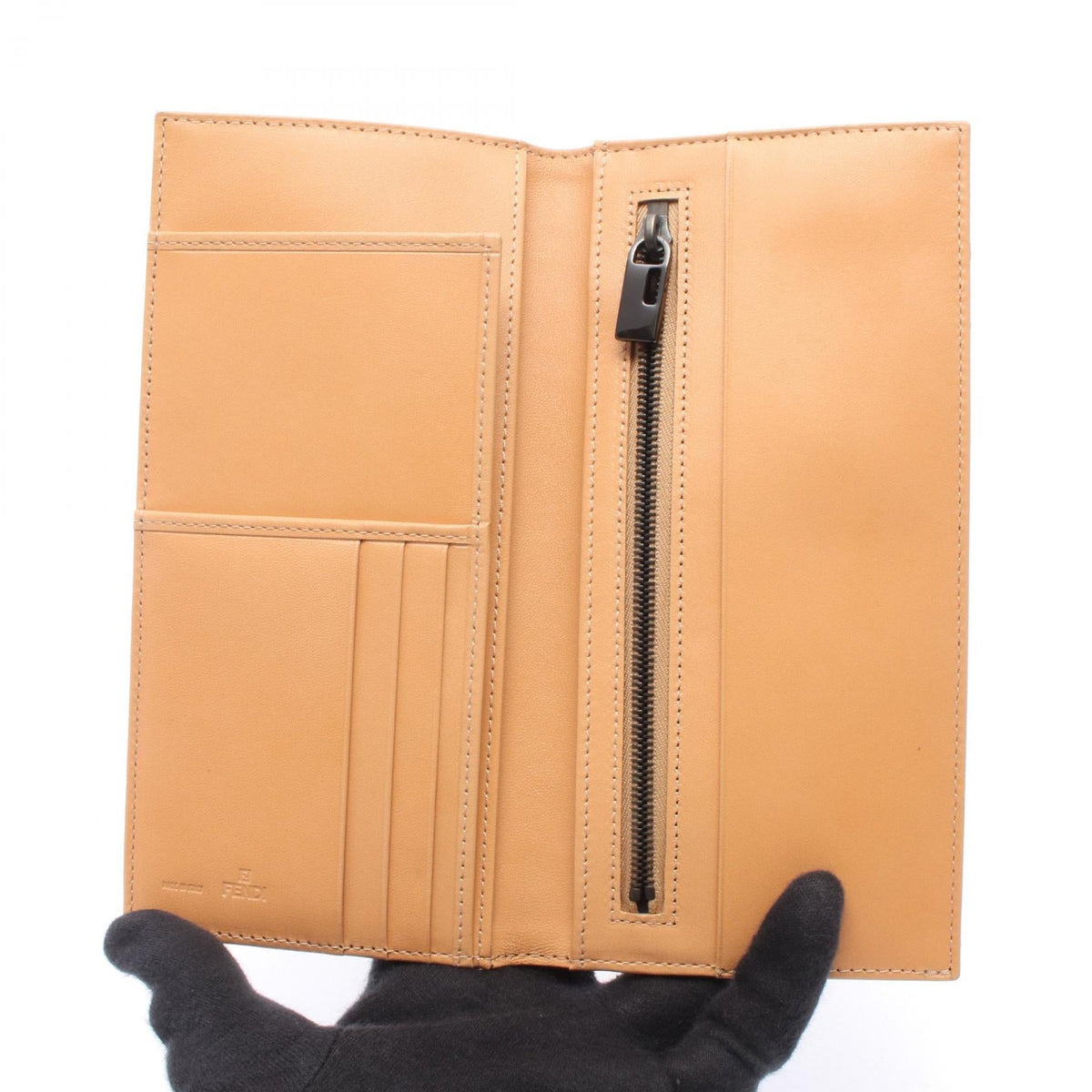 FENDI Zucchino Bifoldpurse Beige/Brown canvas leather 2101220104924