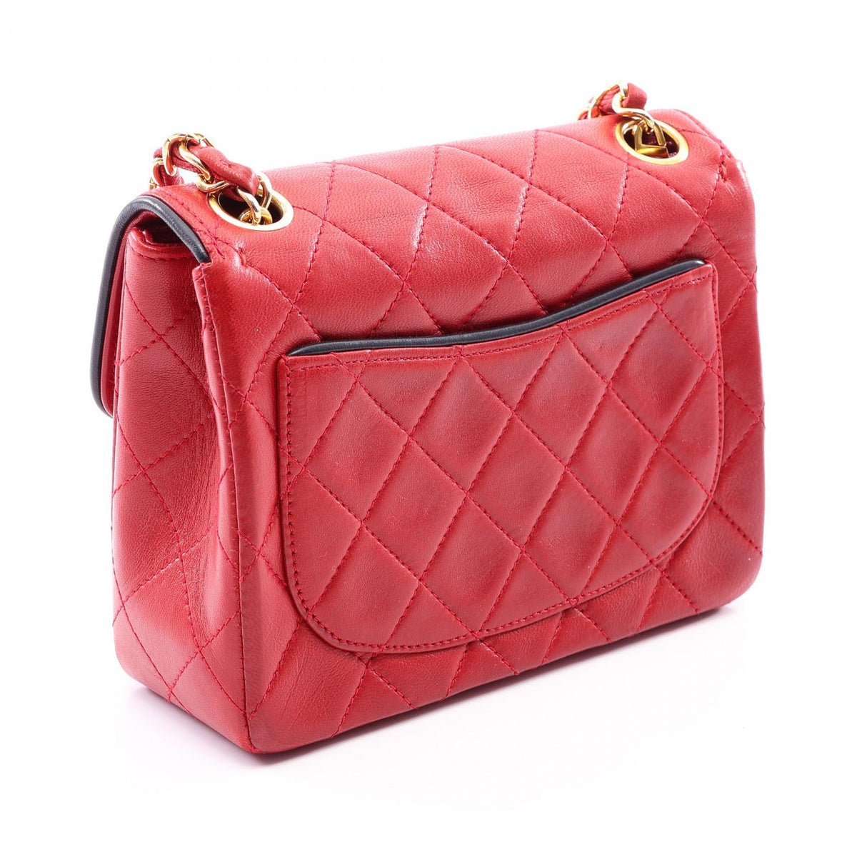CHANEL Red/Navy Mini Matelasse Lambskin (sheep leather) 2101219887227