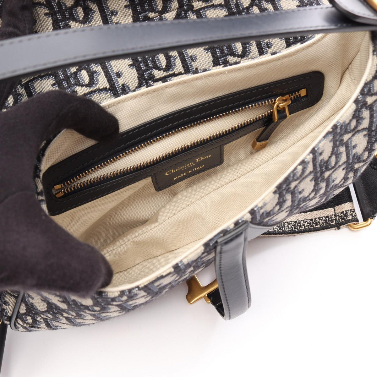 Dior Saddlebag, Oblique Jacquard, 2-Way Handbag Beige/Navy canvas leather 2106800635881