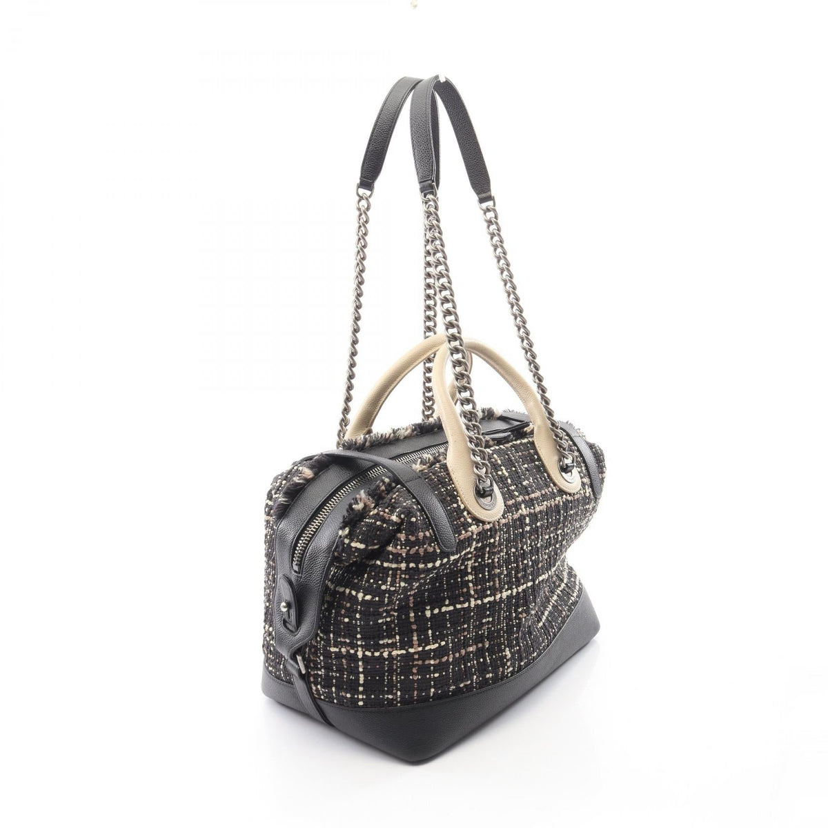 CHANEL Black/White Airline Bowling Bag (2-Way) Fabric�leather 2106800634938
