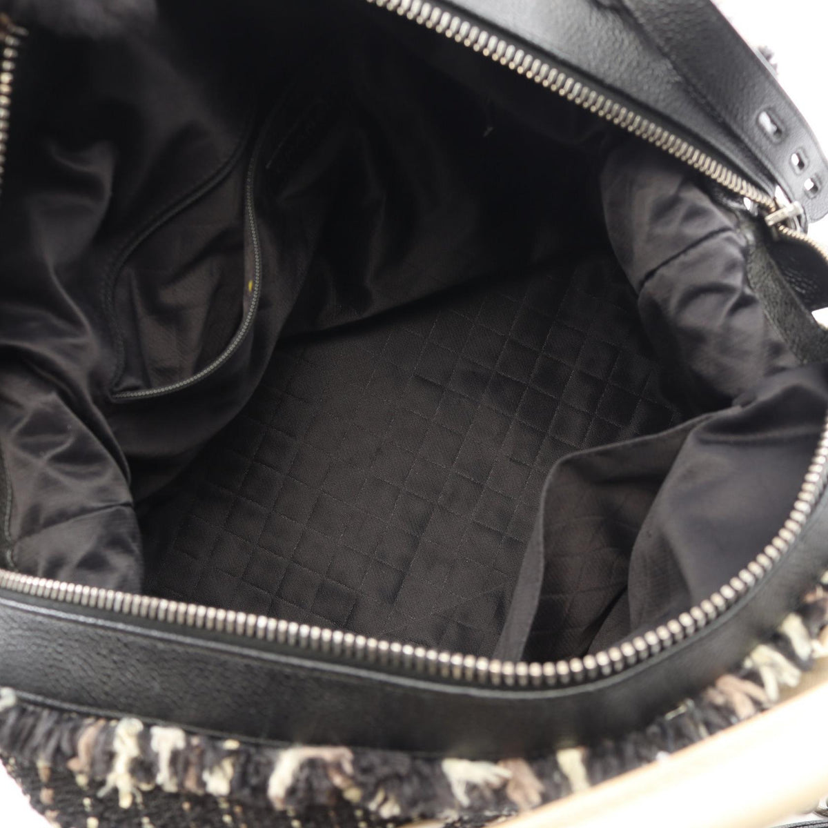 CHANEL Black/White Airline Bowling Bag (2-Way) Fabric�leather 2106800634938