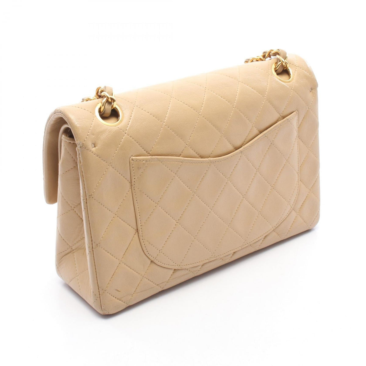 CHANEL Beige Matelasse W flap Lambskin (sheep leather) 2101220013974
