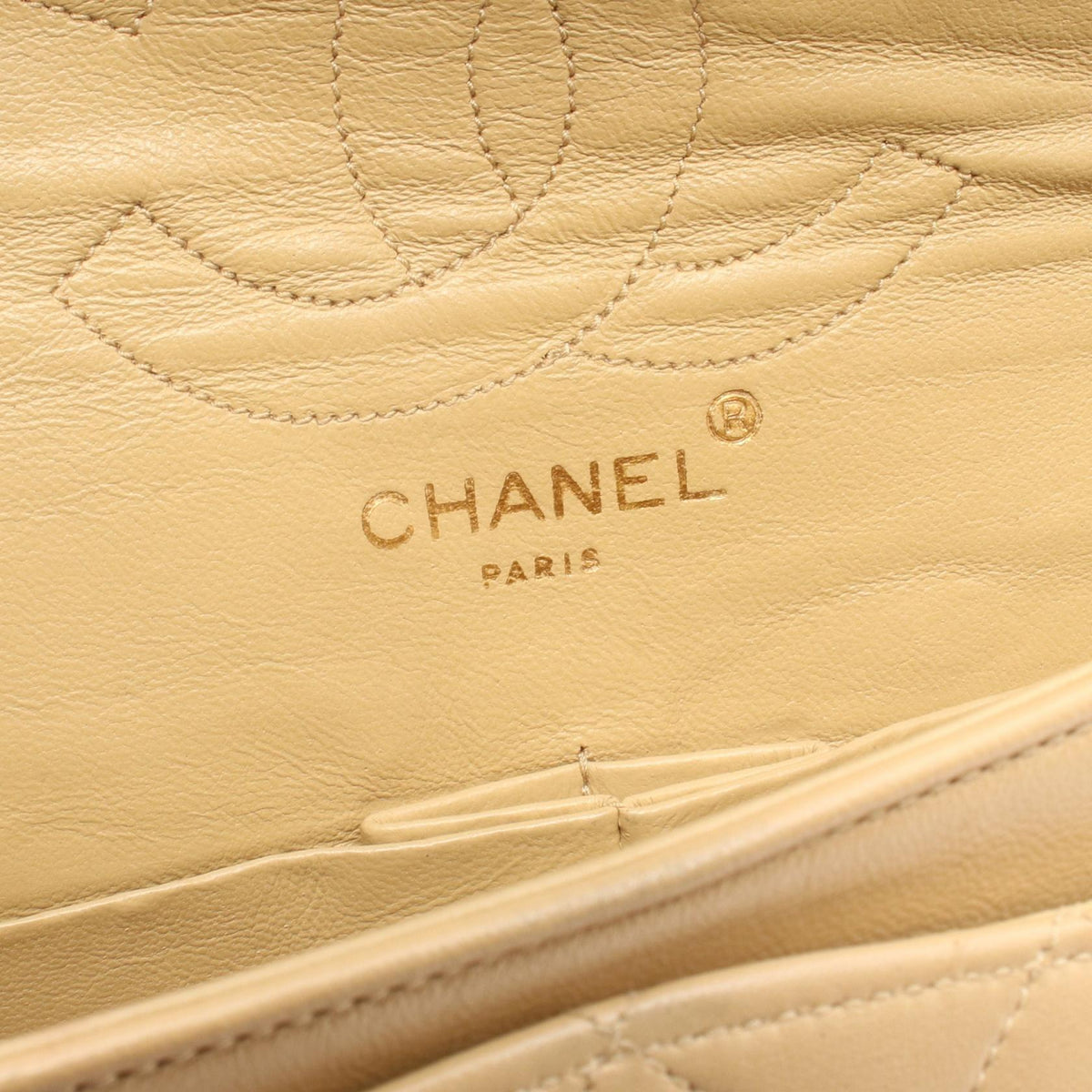 CHANEL Beige Matelasse W flap Lambskin (sheep leather) 2101220013974
