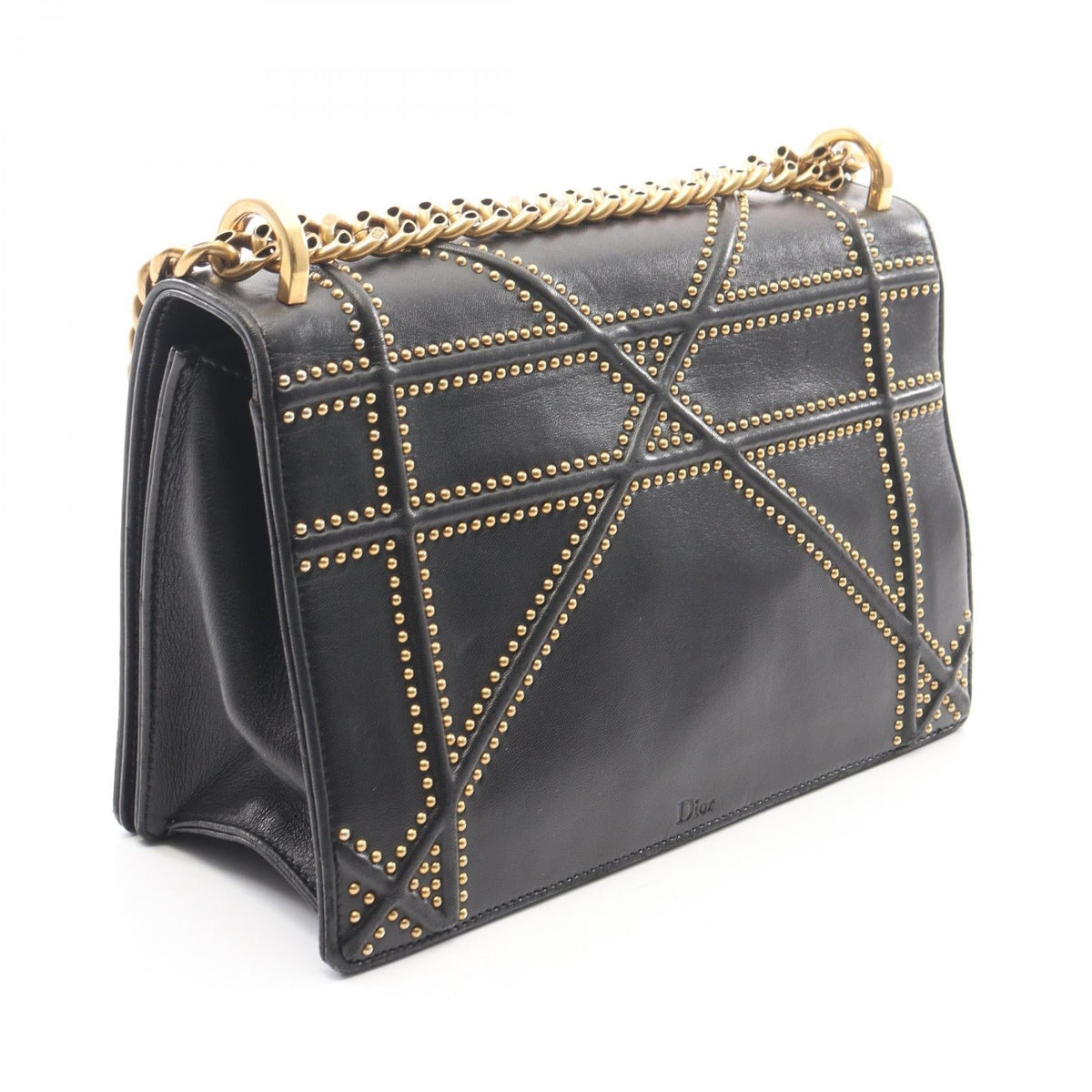Dior DIORAMA Studs Shoulder Bag Black leather 2101219947174