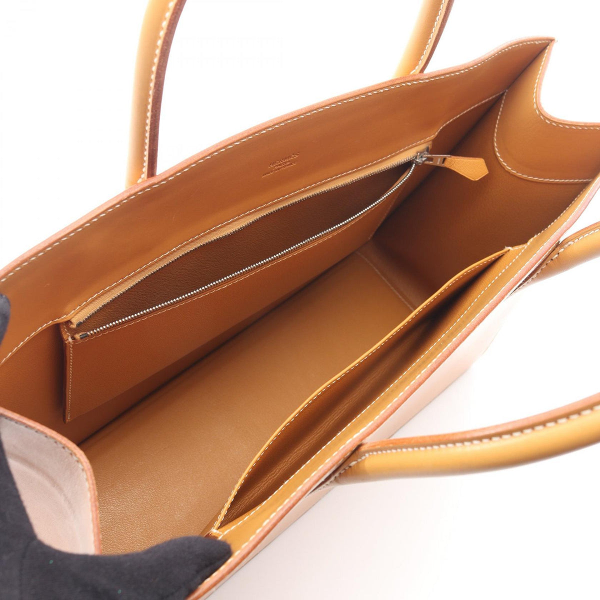 HERMES White bus GM Tote BagNatural Natural Brown Chamonix leather leather Calfskin (cowhide) Chamonix leather 2101219615127