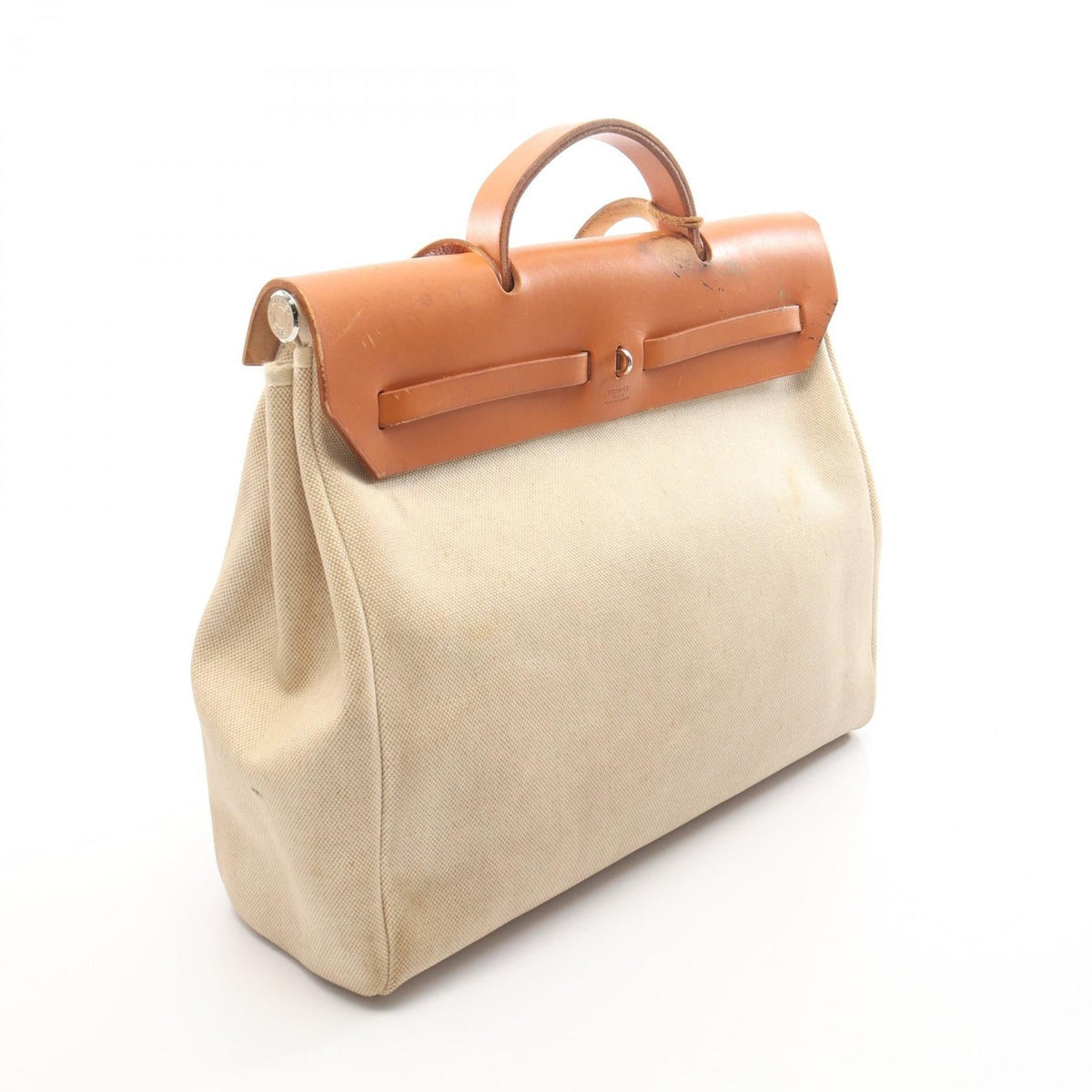 HERMES Ailebag MM Ecru Natural 2WAY HandbagBeige Beige Beige/Brown Toile H Other Toile H / Vache leather Hunter 2101220125622