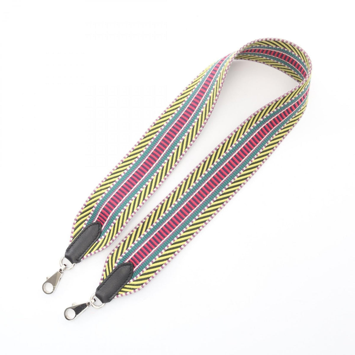 HERMES BandouliereSangle Cavall Shoulder strap Black/Multicolor Towar canvas leather Toile / Swift leather 2101220102227