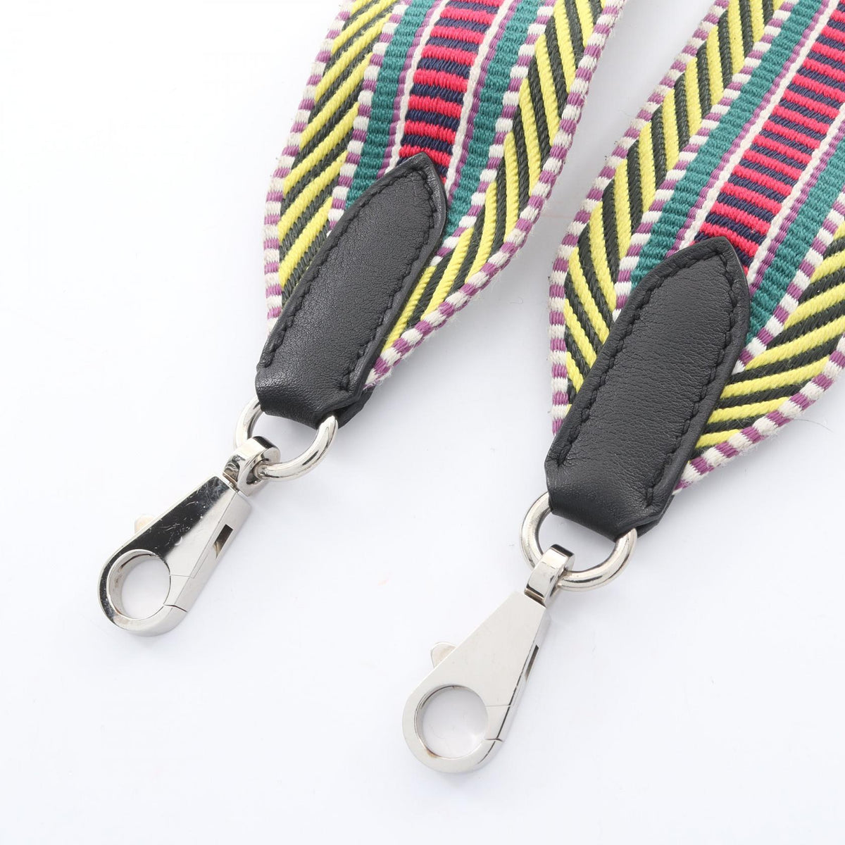 HERMES BandouliereSangle Cavall Shoulder strap Black/Multicolor Towar canvas leather Toile / Swift leather 2101220102227