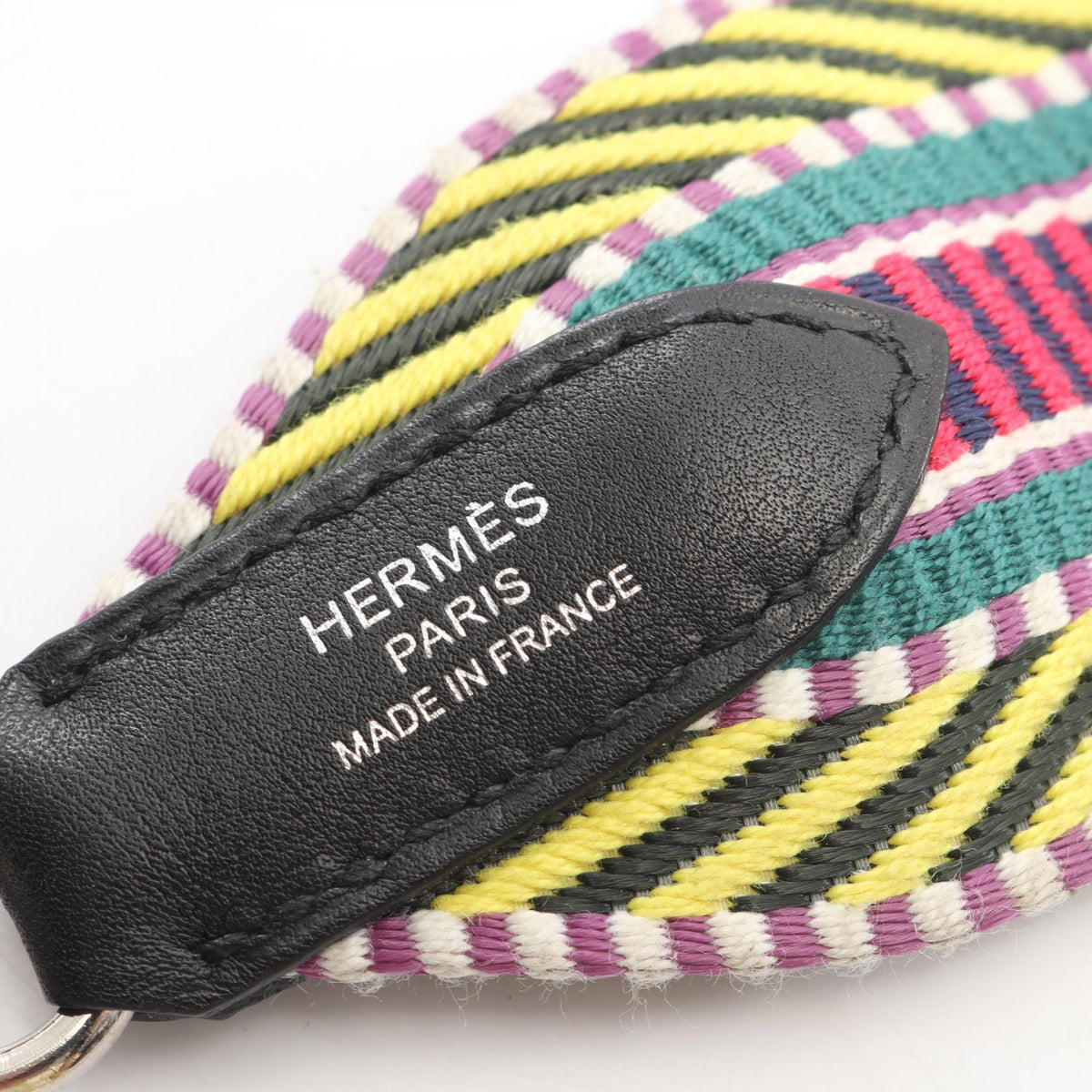 HERMES BandouliereSangle Cavall Shoulder strap Black/Multicolor Towar canvas leather Toile / Swift leather 2101220102227