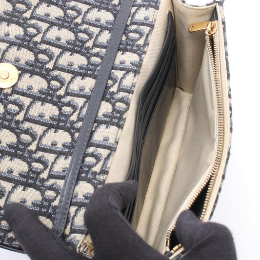 Christian Dior SADDLE Chain Pouch, Medium, Oblique Jacquard Shoulder Bag Navy/Beige canvas leather S5907CTZQ_M928 2101220127640