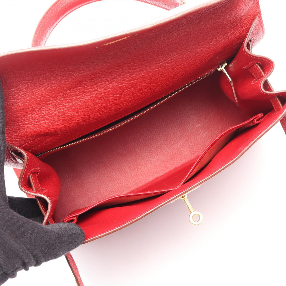 HERMES Kelly 28 2WAY (External Stitching) HandbagRouge vif Rouge vif Red Chevre leather Chevre 2107601166017