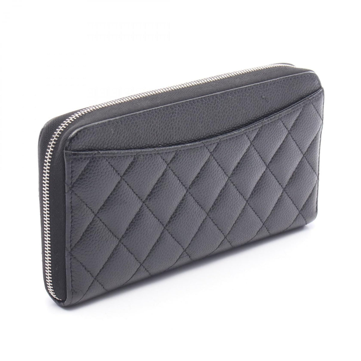 CHANEL Black Classic Long Zip Wallet Matelasse Grained Calfskin leather 2101220101008